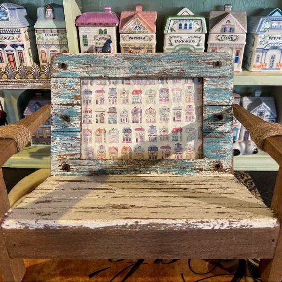 Spice village stationary framed in Rustic Blue and Brown Wooden Picture Frame.